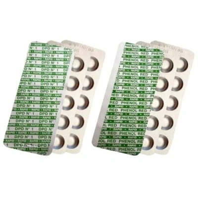 Abbildung von harren24 Testtabletten für Schütteltester (Rapid) zur chemischen Wasseranalyse von pH Wert (Phenol red) und freiem Chlor (2 x 30 Stück)