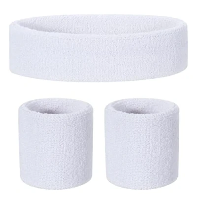 Abbildung von ONUPGO Kinder Schweißbänder Stirnband Armband Set Athletisches Baumwollschweißband für Sport (1 + 2 Armbänder)