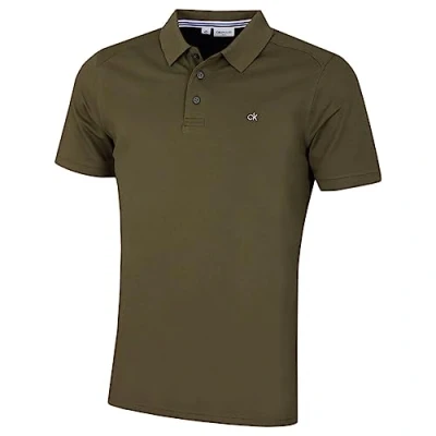 Abbildung von Calvin Klein Herren Campus 3 Knopf Kragen Polo Hemd Olivgrün S