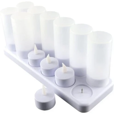 Abbildung von EXTSUD 12er Led Flammenlose Kerzen,Wiederaufladbare Kerzen, Batteriebetriebene Kerzen Kabellose Teelichter Weihnachtskerzen Kerzenlichter Wachskerzen Mit Ladestation(Ohne Netzteil)