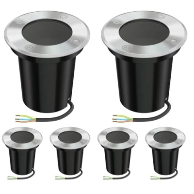 Abbildung von ledscom.de 6 Stück Bodeneinbauleuchte BOLI für außen, IP67, edelstahl, rund, 108mm Ø, 1x GU10 max. 15W