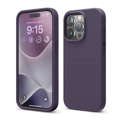 Abbildung von elago Schutzhülle aus Flüssigsilikon, kompatibel mit iPhone 15 Pro, Premium Qualität, Rundumschutz [stoßfeste Struktur 4 Schichten], Innenfutter Mikrofaser, weich, Kratzfest, intensives