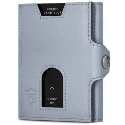 Abbildung von VON HEESEN Slim Wallet mit Münzfach &amp; RFID Schutz Leder Geldbörse Herren klein Mini Geldbeutel Damen Portmonee Kartenetui Echtleder Karten Portemonnaie Kreditkartenetui Hellblau