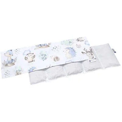 Abbildung von Medi Partners Kirschkernkissen 60x20cm 800g 100% Baumwolle 5 kammern Körnerkissen groß Öko Natur Wärmekissen Kältetherapie abnehmbarer Bezug (Hirsch und Igel)