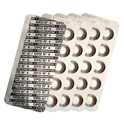 Abbildung von harren24 Photometer Testtabletten Chlor DPD1, DPD3, Aktivsauerstoff DPD4, pH Wert Phenol Red, Alkalinity M, CYA, Poollab Wassertester 50x 100x 250x 500x (DPD4 / 50x)