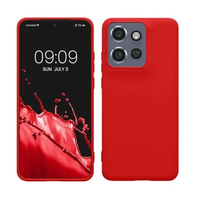 Abbildung von kwmobile Hülle kompatibel mit Motorola Edge 50 Neo/ThinkPhone 25 weiches TPU Silikon Case Cover geeignet für kabelloses Laden Klassisch Rot