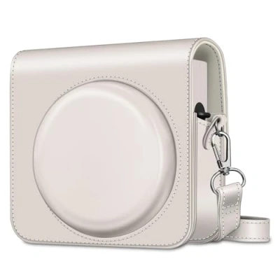Abbildung von Fintie Tasche für Fujifilm Instax Square SQ1 / SQ40 Sofortbildkamera Premium Schutzhülle Reise Kameratasche Hülle Abdeckung mit abnehmbaren Riemen, Weiß