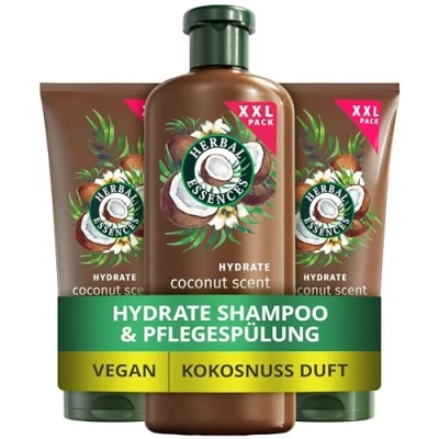 Abbildung von Herbal Essences Hydrate Feuchtigkeits Shampoo (1 x 680ml) und Conditioner (2 350ml) Set mit Kokosnussduft, Von sehr Trockenem Haar zu Weichen Haaren