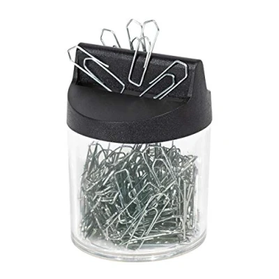 Abbildung von Wedo 2705154 Klammernspender (mit Magnet rund gefüllt, 125 Büroklammern) silber/transparent