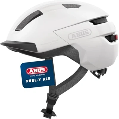 Abbildung von ABUS Fahrradhelm Purl Y ACE mit LED Licht geeignet Fahrten auf E Bike und S Pedelec Trendiger NTA Schutzhelm für Erwachsene Jugendliche Weiß, Größe M