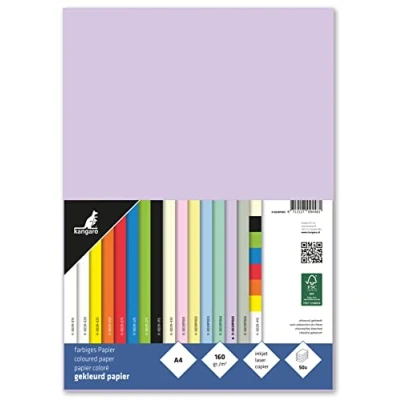Abbildung von Kangaro Tonpapier Pastell Lilla DIN A4 160g/m² FSC mix 50 pack Briefpapier Bastelpapier DIY