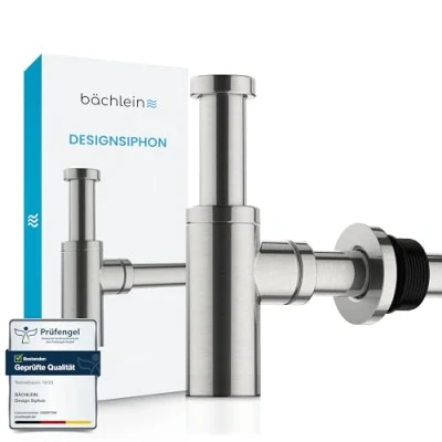 Abbildung von Bächlein Premium Design SiphonUniversal für Waschbecken &amp; Waschtisch [Edelstahl gebürstet] Siphon fürs