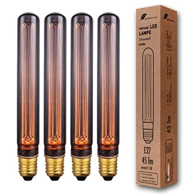 Abbildung von greenandco 4x Vintage Design LED Birne zur Stimmungsbeleuchtung E27 T30 smoke 2W 45lm 1800K extra warmweiß 320 230V flimmerfrei nicht dimmbar Edison Glühbirne