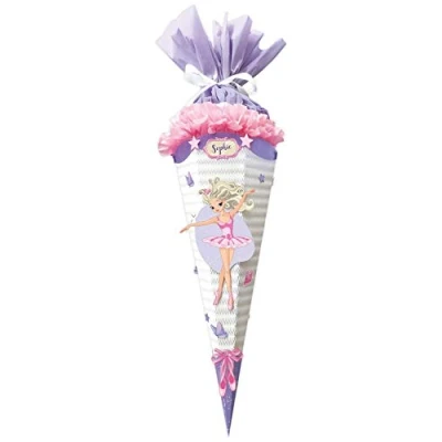 Abbildung von Ursus 9870015 Bastelset Easy Line Fantasy Ballerina, 6 eckig, aus vorgestanzter 3D Colorwellpappe 260 g/qm, 68 cm, Durchmesser ca. 20 zum Basteln Einer individuellen Schultüte, bunt