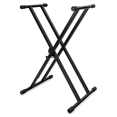 Abbildung von Classic Cantabile Doppelstrebiger Keyboardständer 5 Fach höhenverstellbares Keyboard Stativ Stabiler Stand Doppel für E Piano Stagepiano Klavier Halterung Schwarz