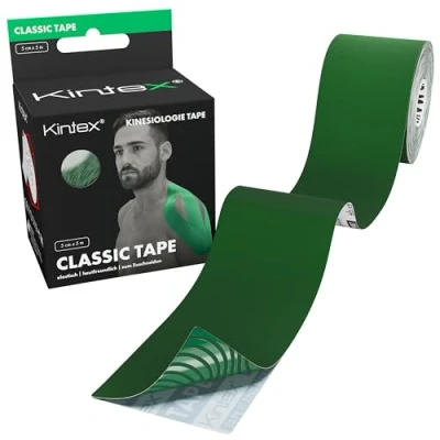Abbildung von Kintex Kinesiologie Tape Classic, 5 cm x m, hautfreundliches &amp; wasserfestes Tape, Physio Medizinisches für Sport Physiotherapie (Grün)
