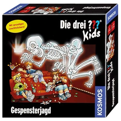 Abbildung von die drei ??? Kids von KOSMOS Gespensterjagd, kooperatives Memo Spiel für 2 4 Spieler ab 6 Jahren, Kinderspiel mit coolen Leuchtstickern, Brettspiel ganze Familie