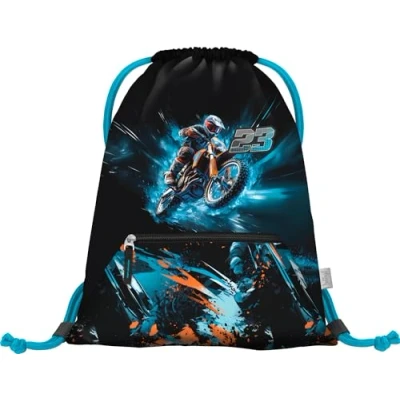 Abbildung von Baagl Turnbeutel für Jungen, Wasserdichte Schuhbeutel Kinder, Schule und Kindergarten Sportbeutel Junge, Sportrucksack, Gymsack (Motorrad)