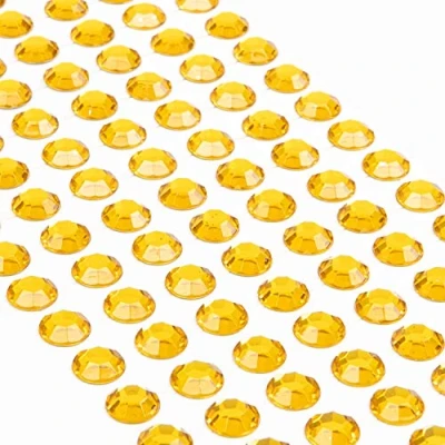 Abbildung von Movoja Gelbe Strasssteine runde Glitzersteine 147 Stück 10 mm selbstklebend zum Verzieren und Basteln Schmucksteine aufkleben Steinchen Dekosteine Bastelsteine Gelb Gold