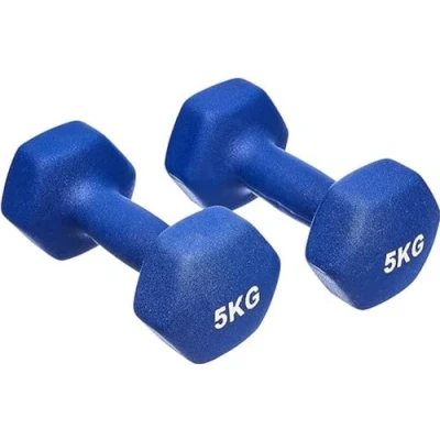 Abbildung von Amazon Basics Neopren Hanteln Gewichte (2er Sets, 5kg Hanteln) Blau