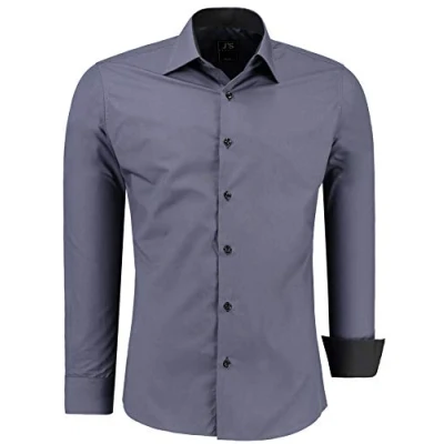 Abbildung von J&#039;S FASHION Herren Hemd Slim Fit Langarm Freizeithemd Pflegeleicht Bügelleicht Anthrazit M