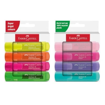 Abbildung von Faber Castell 205211 Textmarker Set 46, Pastell und Neon, 8 Marker mit Keilspitze, Strichbreite 1 5 mm, nachfüllbar