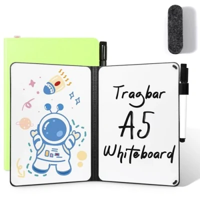Abbildung von AGM Mini Whiteboard Grün, Tragbar A5 Kein Magnet Klein Doppelseitiges Schreiben Memoboard, 15 x 21 cm Harte Schale für Büro, Schule, Zuhause inkl. 1 Marker mit Radierspitze