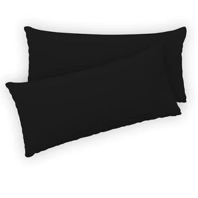Abbildung von Twinzen® Kissenbezug 40x80 (2er Set) 100% Jersey Baumwolle 150 GSM Kissenbezüge Schwarz Für cm Kissenhülle mit Reißverschluss Oeko Tex Zertifiziert
