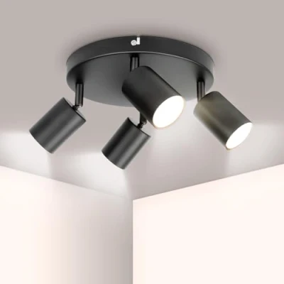 Abbildung von Ketom Deckenstrahler Schwarz LED 4 Flammig Rund Strahler Deckenleuchte Modern GU10 Spot Schwenkbar Deckenlampe für Küche, Wohnzimmer, Ohne Leuchtmittel