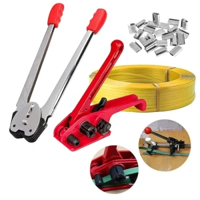 Abbildung von Manuelle Umreifungsset incl.Versiegelung Spanngerät 100m Umreifungsban 50 Stück Clips für Spanner PP/PET Kunststoffverpackungen