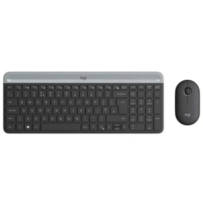 Abbildung von Logitech MK470 Slim Combo Kabelloses Tastatur Maus Set, 2.4 GHz Verbindung via Nano USB Empfänger, 10m Reichweite, 18 Monate Batterielaufzeit, PC/Laptop, Deutsches QWERTZ Layout Graphit
