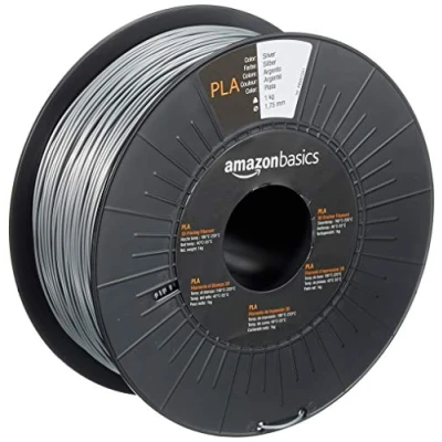 Abbildung von Amazon Basics 3D Drucker Filament aus PLA Kunststoff, 1.75 mm, Silberfarben, 1 kg Spule
