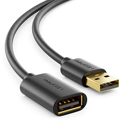 Abbildung von deleyCON 1m USB 2.0 High Speed Kabel Verlängerungskabel A Stecker zu Buchse Schwarz