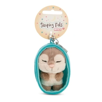 Abbildung von NICI Schlüsselanhänger Sleeping Pets Otter 8cm in Körbchen braun Treuer Begleiter für Rucksack oder Tasche, Schlüsselhalter klein und Groß 61602