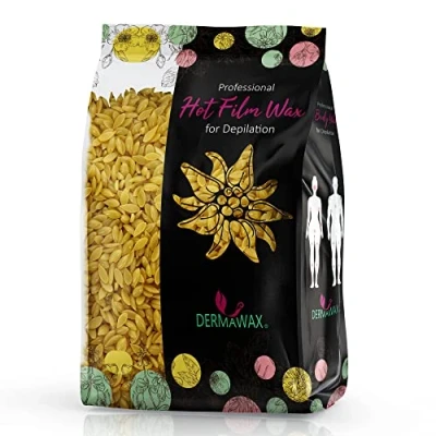 Abbildung von Dermawax Natural Honig Wachs Wachsperlen zur Haarentfernung für alle Hauttypen Gesicht Augenbrauen Nasenhaare Beine Arme Bikini Intim Zone Brazilian Waxing Enthaarung Wax(1 kg, Natural)
