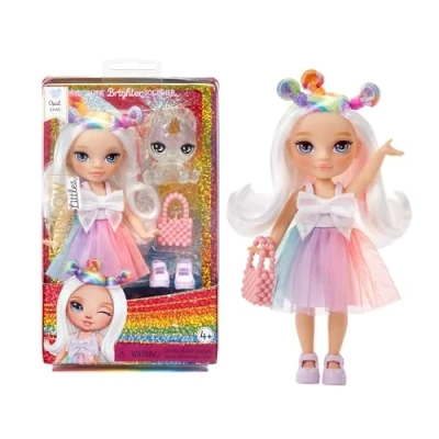 Abbildung von Rainbow High Littles Opal Raine Kleine, Bewegliche Modepuppe Regenbogenfarbene 14 cm Große Puppe mit Handtasche und Magischem Einhorn für Kinder Sammler