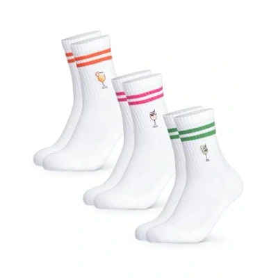 Abbildung von Occulto Damen &amp; Herren Motiv Tennissocken mit Streifen 3er Pack (Modell: Summer), Statement Tennis Socken Drinks 39 42