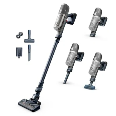 Abbildung von Rowenta X Pert 6.60 Akkustaubsauger, 100 W Leistung, 45 Min Laufzeit, kabellos &amp; beutellos, LED Bürstenkopf, herausnehmbarer Akku, 0,55 l Behälter, inkl. Fugendüse und Wandhalterung, grau, RH6836EO
