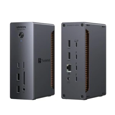 Abbildung von UGREEN Revodok Max 2131 Thunderbolt 5 Dock 120Gbps mit 3*TBT5 (Single 8K@60Hz max. &amp; Dual Display 6K@60Hz max.), 13 in 1 Docking Station 140W Aufladen für Laptop, 2.5Gbps Ethernet, SD 4.0, 3.5mm Aux