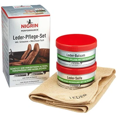 Abbildung von NIGRIN Performance Leder Pflege, pflegt mit natürlichen Ölen und Wachsen, farbauffrischend, 2x250ml