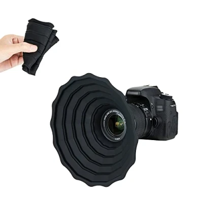 Abbildung von JJC Silikon Gegenlichtblende, universal, faltbar, entspiegelt, für Canon, Nikon, Sony, Fuji, DSLR Kamera, Objektiv Körperdurchmesser zwischen 53 mm 72 mm, Glasfenster, Fotografie Zubehör