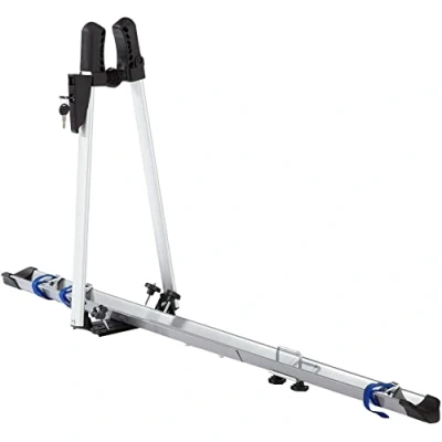 Abbildung von Fischer Auto Dach Fahrradträger, TÜV GS geprüft, geeignet für EIN Fahrrad, Beladung bis 15 kg, abschließbar, Silber