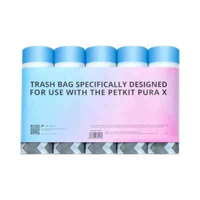 Abbildung von PETKIT Katzentoilettenbeutel mit Zugbändern, Beutel für Katzentoilette Pura MAX 2 und X,Kratzfest Haustier Katze Hunde Hundekot Katzenstreu 5 Rollen*20 (100 Stück)
