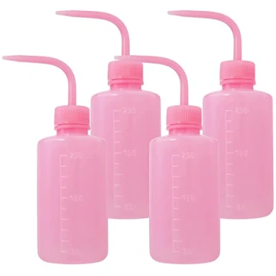 Abbildung von HTOBRIC 4 Stück 250ml Waschflasche Laborflasche Squeeze Flasche Sprühflasche Tattoo Waschen Kunststoff Quetschflasche (Rosa)
