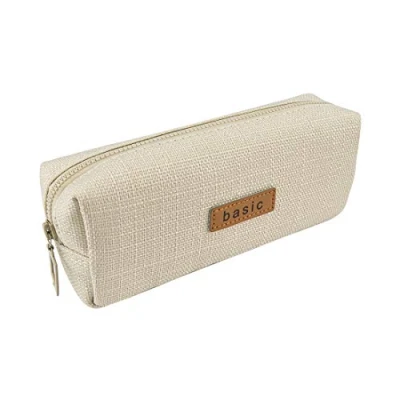 Abbildung von iSuperb Federmäppchen Mädchen Mäppchen Jungen Studenten Federmappe Unisex Stifte Organizer Kosmetiktasche klein Leinen Federtasche für Damen Einschulung Geschenk Schulsachen (Beige)