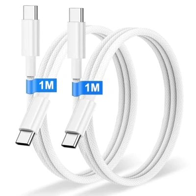 Abbildung von iPhone 15 16 Ladekabel 2Stück 1M, 60W Nylon USB C auf Kabel, Schnellladekabel für Apple 16/15/Pro/Pro Max, Samsung S23 S22 S21 MacBook Pro/Air, Huawei