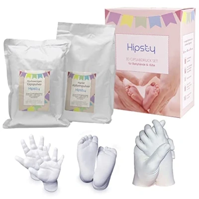 Abbildung von Hipsty Gipsabdruck Baby Hand und Fuß Mehrere Abdrücke Einzigartige Erinnerung Erstelle mit dem Abdruckset (Gibsabdruckset) einen wunderschönen Handabdruck oder Fußabdruck