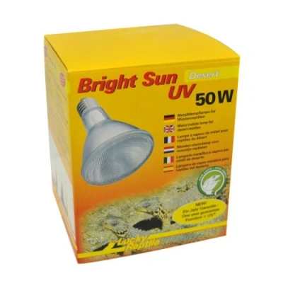 Abbildung von Lucky Reptile Bright Sun UV Desert 50 W Metalldampflampe für E27 Fassungen Terrarium Lampe mit Tageslichtspektrum Wärmelampe UVA &amp; UVB Strahlung Wüstenreptilien, 1 Stück (1er Pack)