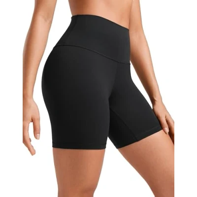 Abbildung von CRZ Yoga Butterluxe Damen Radlerhose Kurze Sporthose High Waist Sommer Shorts Laufshorts Fitness Hose 15cm Schwarz 34