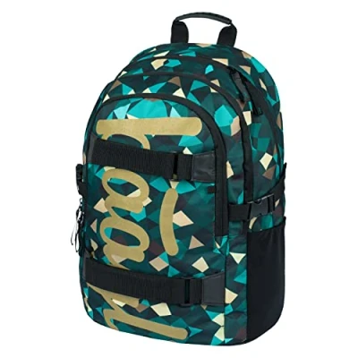 Abbildung von Baagl Schulrucksack für Jungen Teenager Skateboard Rucksack Kinderrucksack mit Laptopfach und Brustgurt Schule (Skate Polygon)